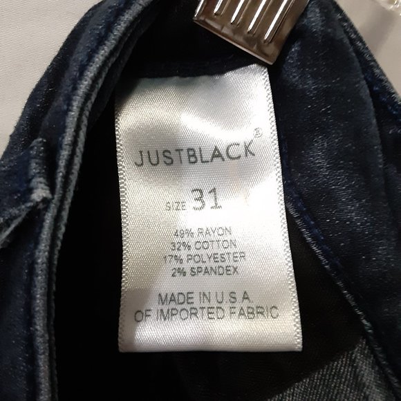 Just Black Size 31 Dark Blue Jean Skinny Stretch Comfort Zipper Ankle USA Made - Picture 5 of 6